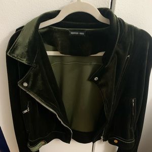 Velvet olive green motto jacket